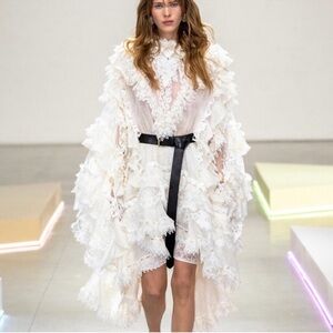 New Authentic Zimmermann Crush Heart Trim Long Sleeve Minidress Size Medium